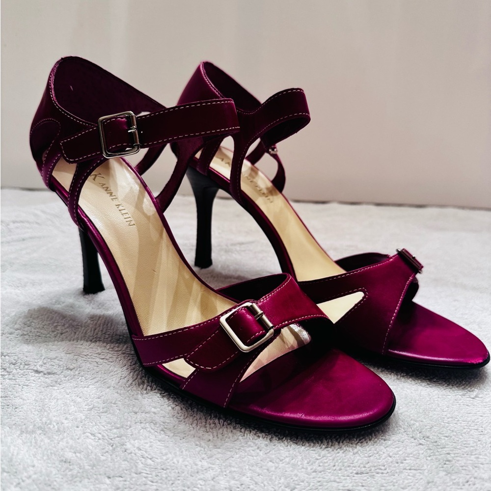 Anne Klein Burgundy Strappy Heels